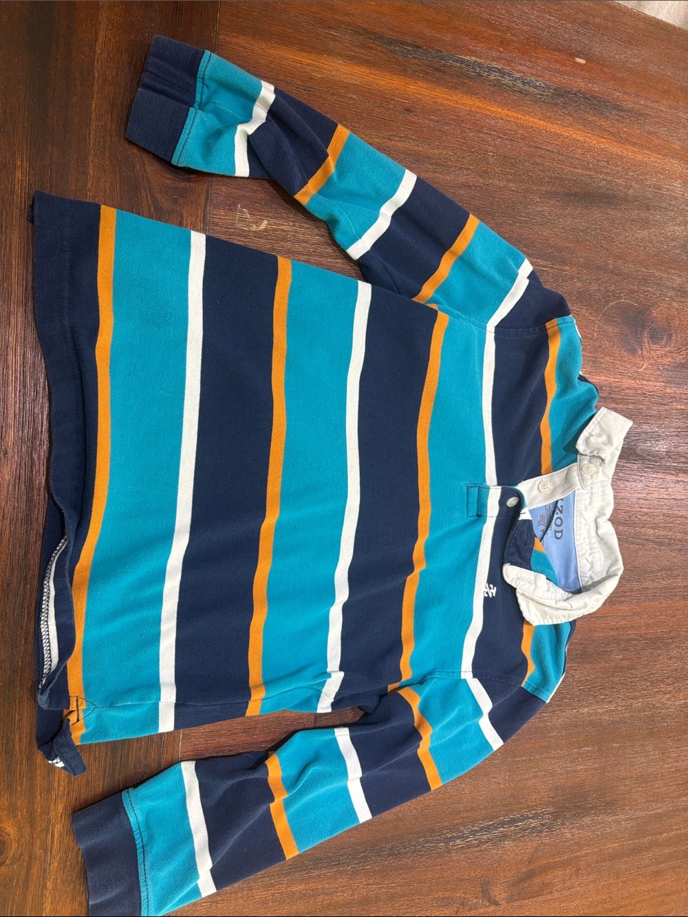 Izod Boys rugby shirt - Teal, Navy & White